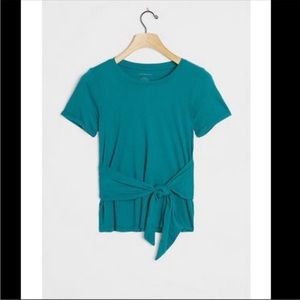 NWT Anthropologie Rosamund Tie-Front Tee top Shirt Blouse Blue Size XL